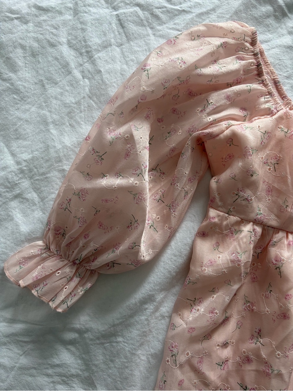 Thirty Thirty Pink Coquette Fairy Square-Neck Floral Babydoll Mini Dress Small - Picture 4 of 14